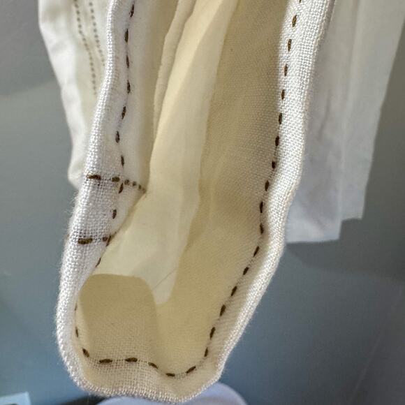 Vintage Eagle's Eye 100% Linen Wide Leg Trousers | Contrast Stitching - Picture 5 of 7